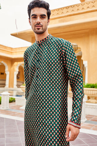 Samar Kurta - Emerald Green, Emerald Green, image 4